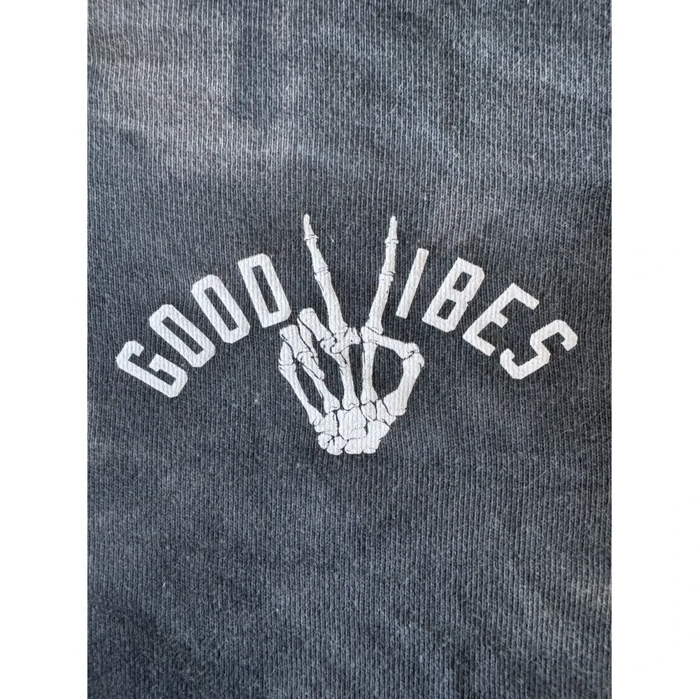 Old Navy Sweater Boys Size L 8/10 Gray Tie Dye Good Vibes Skeleton Peace EUC
